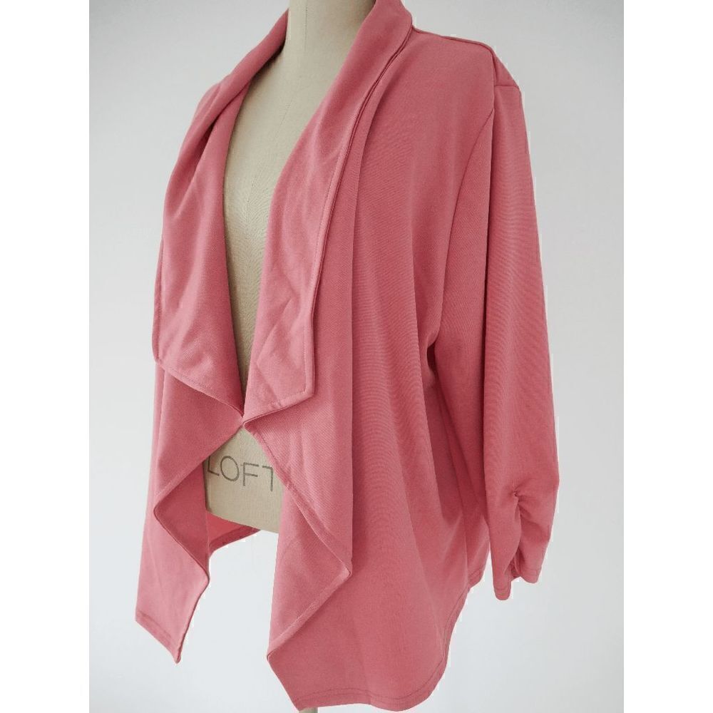 Mauve Drape-Front Three-Quarter Sleeve Blazer #1763-C7 - Picture 4 of 8